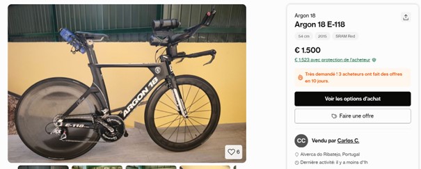 Argon 18 E-118, vélo contre-la-montre triathlon SRAM Red