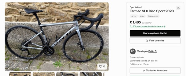 Specialized Tarmac SL6 Disc, vélo de route carbone occasion