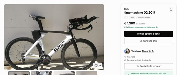 BMC Timemachine 02, vélo contre-la-montre triathlon occasion